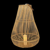 Bamboo Outdoor Lantern with Light Brown Finish and LED Candle for Patio & Garden Decor, 33in Tall