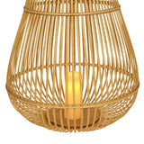 Bamboo Outdoor Lantern with Light Brown Finish and LED Candle for Patio & Garden Decor, 33in Tall