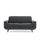 OHDOME Modern Curved Upholstered Fabric Valoren Loveseat Sofa Couch with Wooden Legs