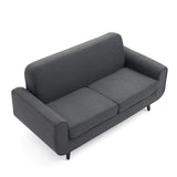 OHDOME Modern Curved Upholstered Fabric Valoren Loveseat Sofa Couch with Wooden Legs