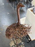 Alpine Corporation JUM282 Alpine 45" Tall Metal Peaking Ostrich Standing Yard Statue Decoration Outdoor Décor, Brown