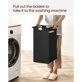 2-Section Laundry Hamper w/ Shelf Pull-Out Bags Rustic Organizer