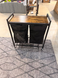 2-Section Laundry Hamper w/ Shelf Pull-Out Bags Rustic Organizer