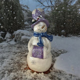 36” Lavender Snowman Statue w/ LED Lights, Indoor/Outdoor Holiday Décor