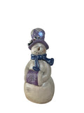 36” Lavender Snowman Statue w/ LED Lights, Indoor/Outdoor Holiday Décor