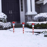 Solar LED Candy Cane Pathway Light Stake – 14” Cool White Holiday Decor