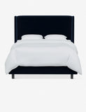 Queen Size Upholstered Blue Velvet Adara Bed Frame