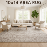 10x14 Modern Abstract Area Rug – Neutral Taupe & Ivory Contemporary Living Room Carpet