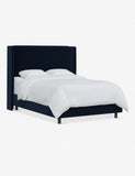 Queen Size Upholstered Blue Velvet Adara Bed Frame