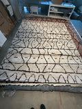 8x10 Modern Ivory & Brown Geometric Area Rug – Large Plush Carpet
