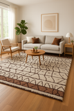 8x10 Modern Ivory & Brown Geometric Area Rug – Large Plush Carpet