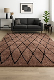 10x14 Brown Shag Area Rug with Black Pattern – Thick Modern Contemporary Carpet