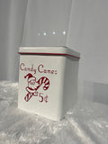 Candy Cane 5¢ Christmas Metal Tin – 11” Holiday Storage Box with Santa Design