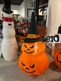 4ft Inflatable Halloween Double Pumpkin Stack with Witch Hat – Light-Up Outdoor Yard Decoration