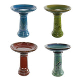19” Ceramic Etched Bird Bath for Garden Patio Yard Outdoor Decor