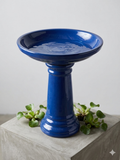 19” Ceramic Etched Bird Bath for Garden Patio Yard Outdoor Decor