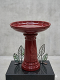 19” Ceramic Etched Bird Bath for Garden Patio Yard Outdoor Decor