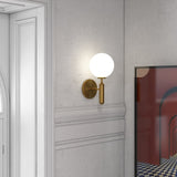 Decorica White And Gold LED Glass Globe Indoor Wall Sconce Light