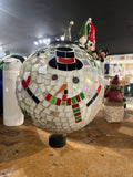 Alpine Corporation 10" Diameter Indoor/Outdoor Glass Mosaic Gazing Globe Festive Christmas Yard Décor