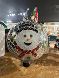 Alpine Corporation 10" Diameter Indoor/Outdoor Glass Mosaic Gazing Globe Festive Christmas Yard Décor