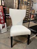 Set of 2 Modern Ivory Upholstered Dining Chairs – Curved Back Accent Chairs with Black Wood Legs, Contemporary Parson Style for Dining or Vanity