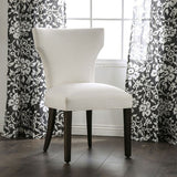 Set of 2 Modern Ivory Upholstered Dining Chairs – Curved Back Accent Chairs with Black Wood Legs, Contemporary Parson Style for Dining or Vanity
