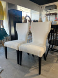Set of 2 Modern Ivory Upholstered Dining Chairs – Curved Back Accent Chairs with Black Wood Legs, Contemporary Parson Style for Dining or Vanity