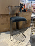28” Modern Bar Stool – Dark Gray Fabric Seat, Metal Wire Frame