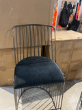 28” Modern Bar Stool – Dark Gray Fabric Seat, Metal Wire Frame
