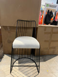 Modern Black Wire Counter Height 25” Dining Chair with Beige Cushion – Minimalist Metal Frame Seating