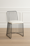 Modern Silver Wire Counter Height 25” Dining Chair with White Faux Leather Cushion – Minimalist Metal Frame Seating