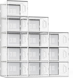 12 Clear Stackable Shoe Storage Box Organizer 13” x 10” x 6”