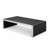 Luxury Modern Black Waterfall Coffee Table – Heavy Brushed Stainless Steel Frame