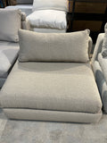 40” Modern Bouclé Armless Lounge Chair, Textured Brown Fabric, Deep Seat Accent Chair