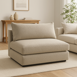 40” Modern Bouclé Armless Lounge Chair, Textured Brown Fabric, Deep Seat Accent Chair
