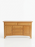 Solid Wood Buffet Sideboard Storage Cabinet 56” Wide Honey Oak Finish