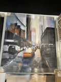 54” x 48” Pil Ho Lee Replica East 42nd Street New York Urban Street Scene – Hand-Painted Cityscape on Canvas Wall Art Painting