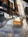 54” x 48” Pil Ho Lee Replica East 42nd Street New York Urban Street Scene – Hand-Painted Cityscape on Canvas Wall Art Painting