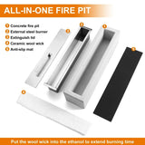 Tabletop Fire Pit - Stylish Concrete Table Fire Pit for Indoor & Outdoor Use - (14.5inch)