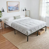 King Size 14” Metal Platform Bed Frame Steel Slat Support Black