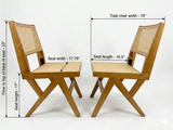 Modern Cane Dining Chair – Natural Wood & Woven Rattan (Set of 2)