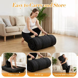 Black Memory Foam Tatami Futon Mattress Foldable Floor Bed Set - Queen - black