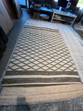 Modern Handwoven Diamond Pattern Area Rug – 5.5’ x 7.5’, Neutral Gray & Cream Wool Blend, Textured Boho Farmhouse Style