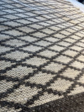Modern Handwoven Diamond Pattern Area Rug – 5.5’ x 7.5’, Neutral Gray & Cream Wool Blend, Textured Boho Farmhouse Style