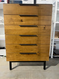 Croft Mid-Century Modern Vertical Dresser - 6 Drawer, Rustic Oak By Feather
