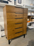 Croft Mid-Century Modern Vertical Dresser - 6 Drawer, Rustic Oak By Feather