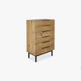 Croft Mid-Century Modern Vertical Dresser - 6 Drawer, Rustic Oak By Feather
