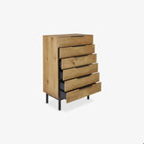Croft Mid-Century Modern Vertical Dresser - 6 Drawer, Rustic Oak By Feather