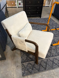 Mid-Century Modern Accent Lounge Chair w/ Pillow Cream Corduroy