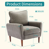 Modern Fabric Accent Chair w/ Supportive Backrest & Wood Arms